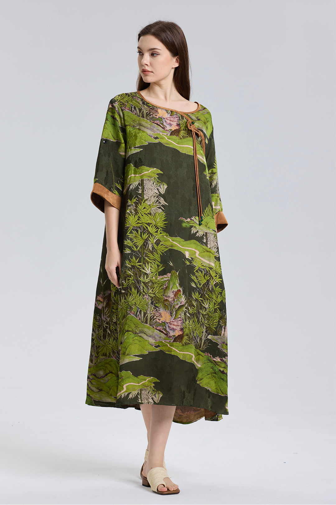 Ares Retro Design Elegant Jacquard Maxi Dress