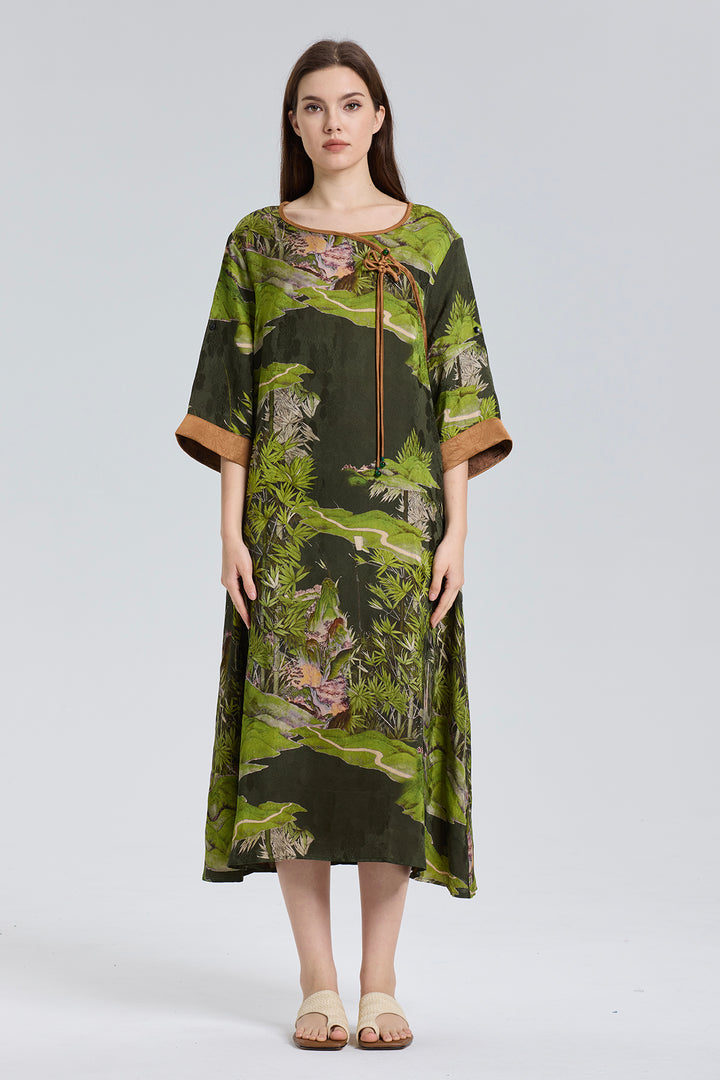 Ares Retro Design Elegant Jacquard Maxi Dress