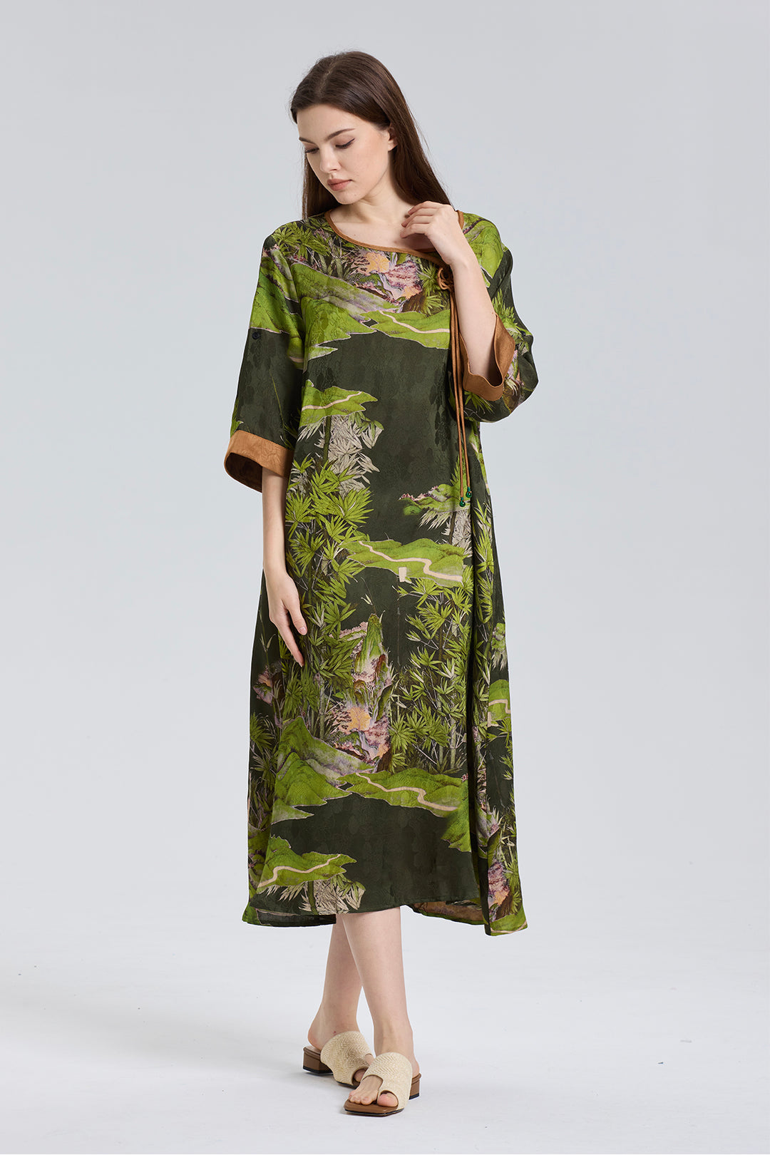 Ares Retro Design Elegant Jacquard Maxi Dress