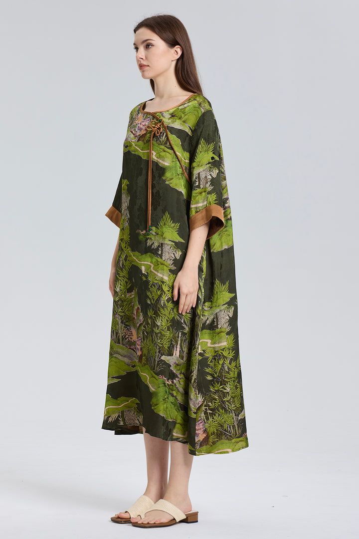 Ares Retro Design Elegant Jacquard Maxi Dress