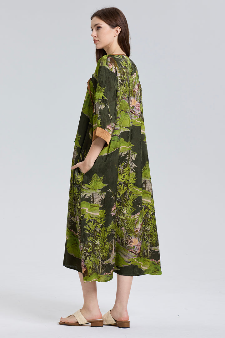 Ares Retro Design Elegant Jacquard Maxi Dress