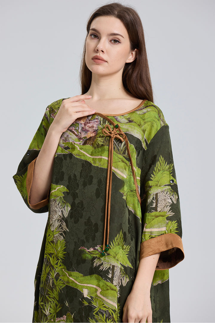 Ares Retro Design Elegant Jacquard Maxi Dress