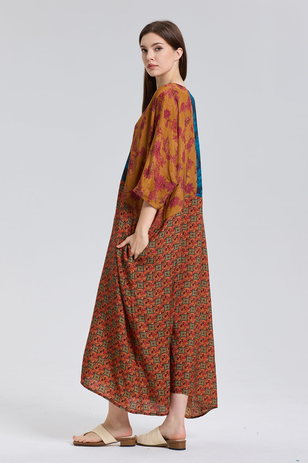 Navajo Splice Vintage print Maxi Dress