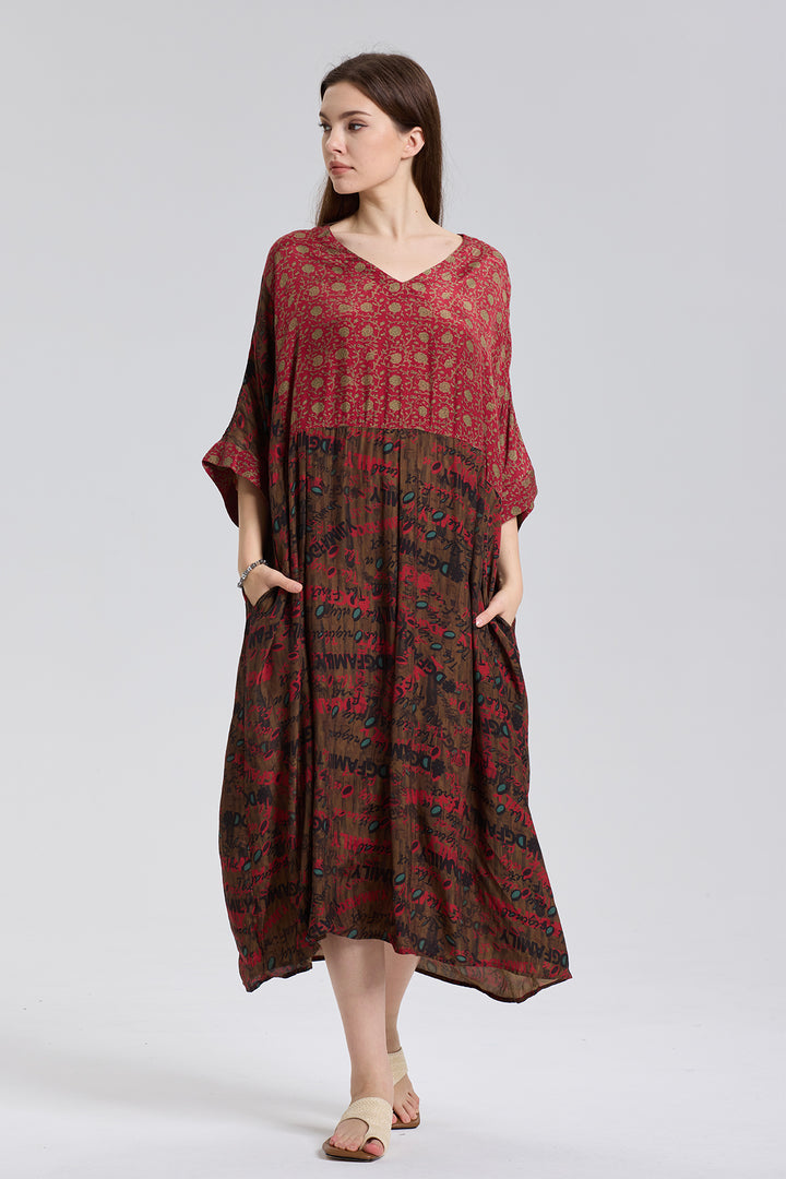 Massia Retro Print Maxi Dress