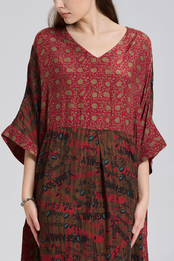 Massia Retro Print Maxi Dress