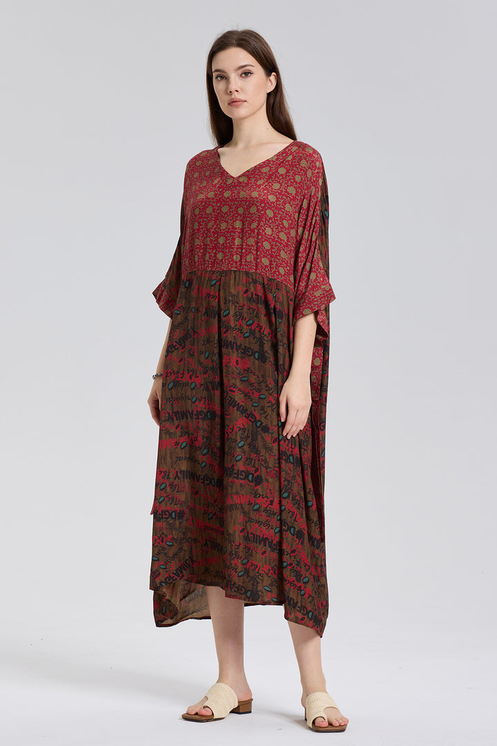 Massia Retro Print Maxi Dress