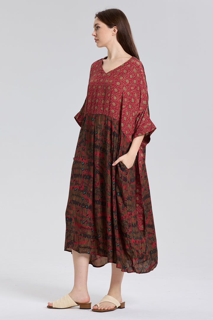 Massia Retro Print Maxi Dress
