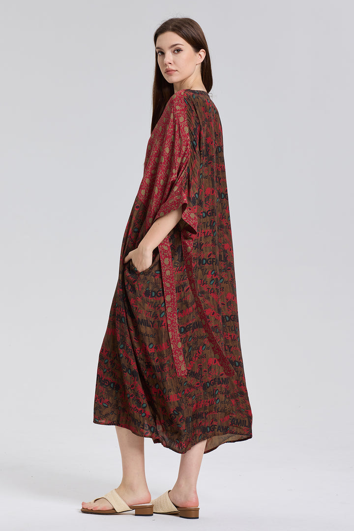 Massia Retro Print Maxi Dress