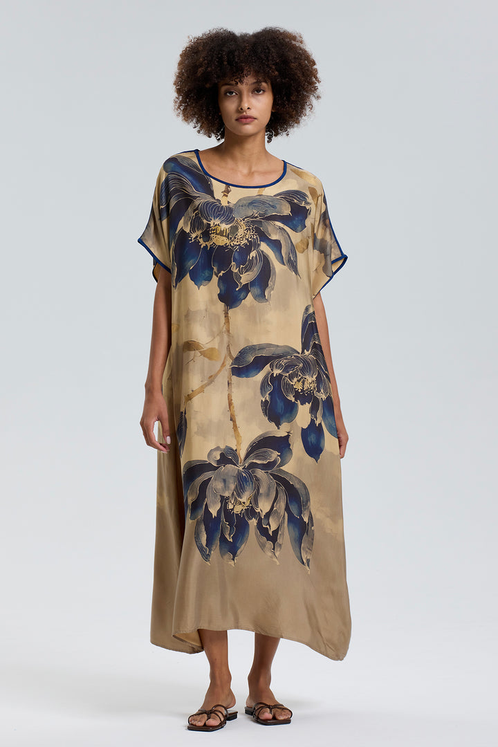 Jeanne Short Sleeve Retro Print Dress