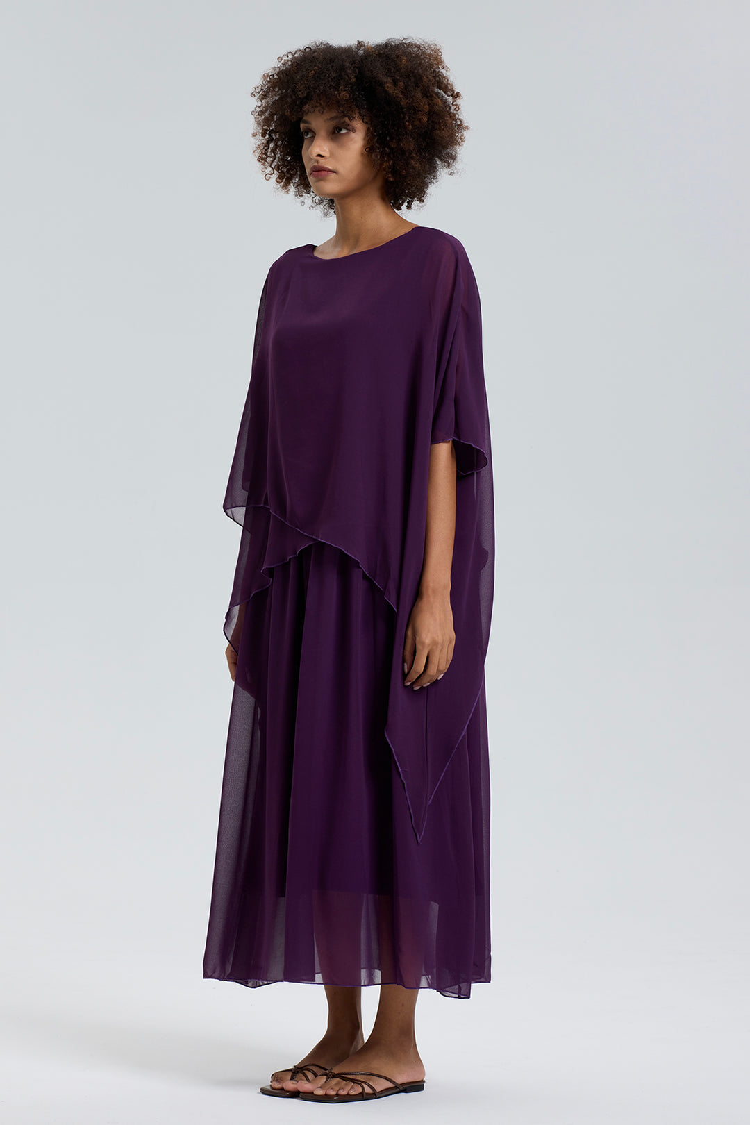 Short Sleeve Solid Casual Silk Dress