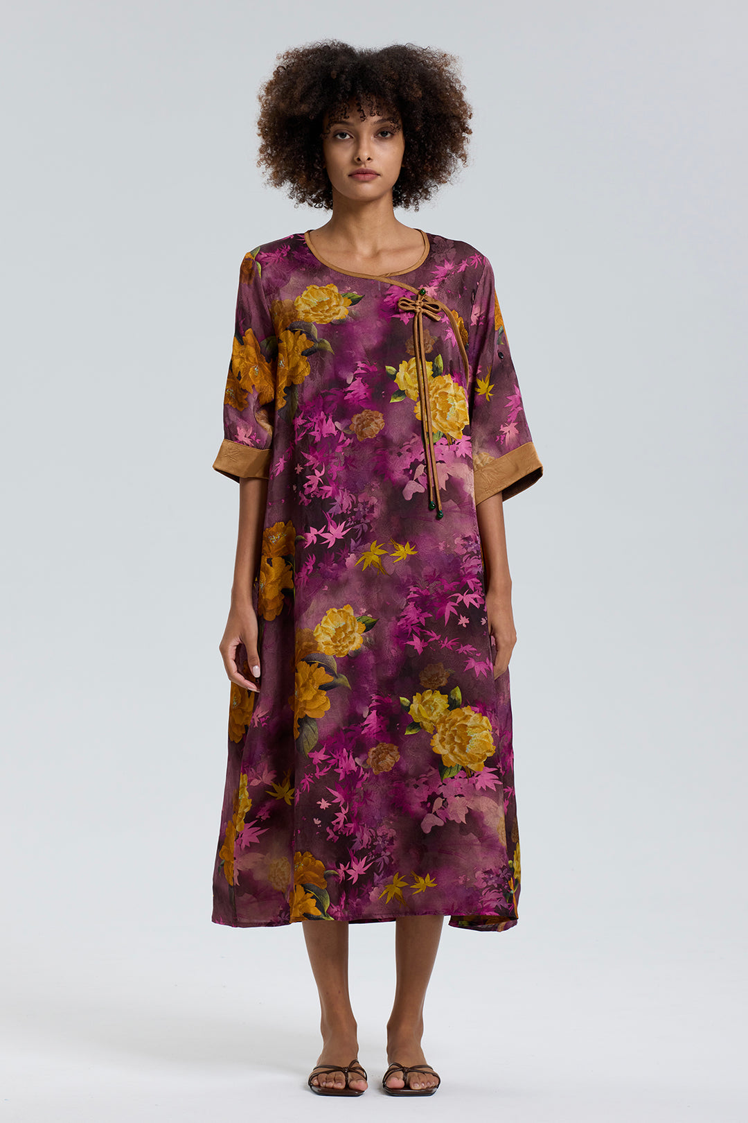 ARES RETRO DESIGN ELEGANT JACQUARD MAXI DRESS