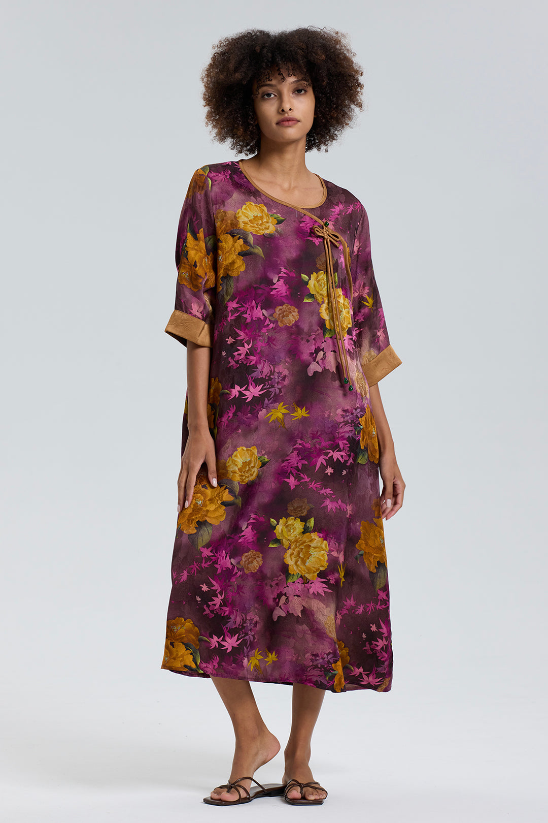 ARES RETRO DESIGN ELEGANT JACQUARD MAXI DRESS