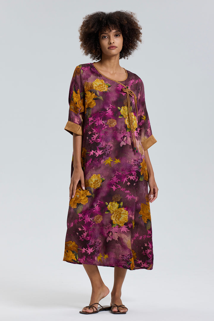 ARES RETRO DESIGN ELEGANT JACQUARD MAXI DRESS