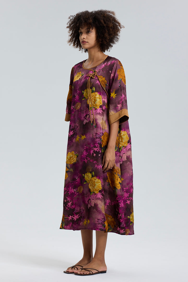 ARES RETRO DESIGN ELEGANT JACQUARD MAXI DRESS