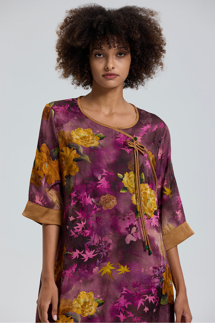 ARES RETRO DESIGN ELEGANT JACQUARD MAXI DRESS