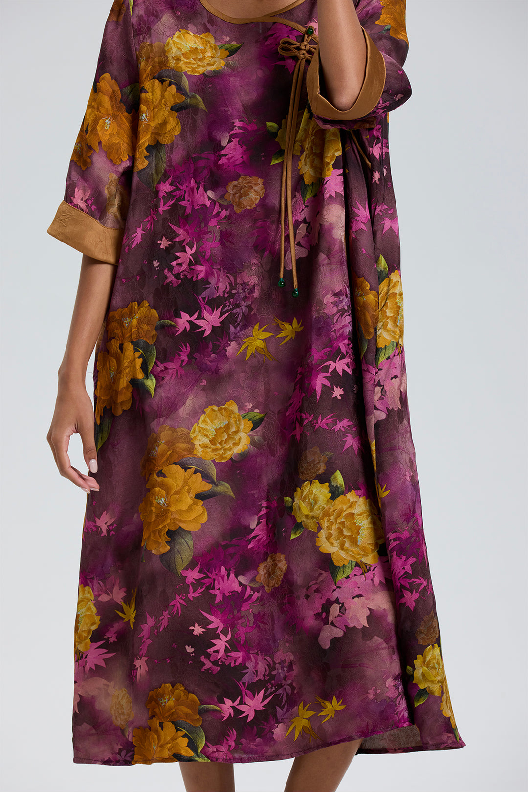 ARES RETRO DESIGN ELEGANT JACQUARD MAXI DRESS