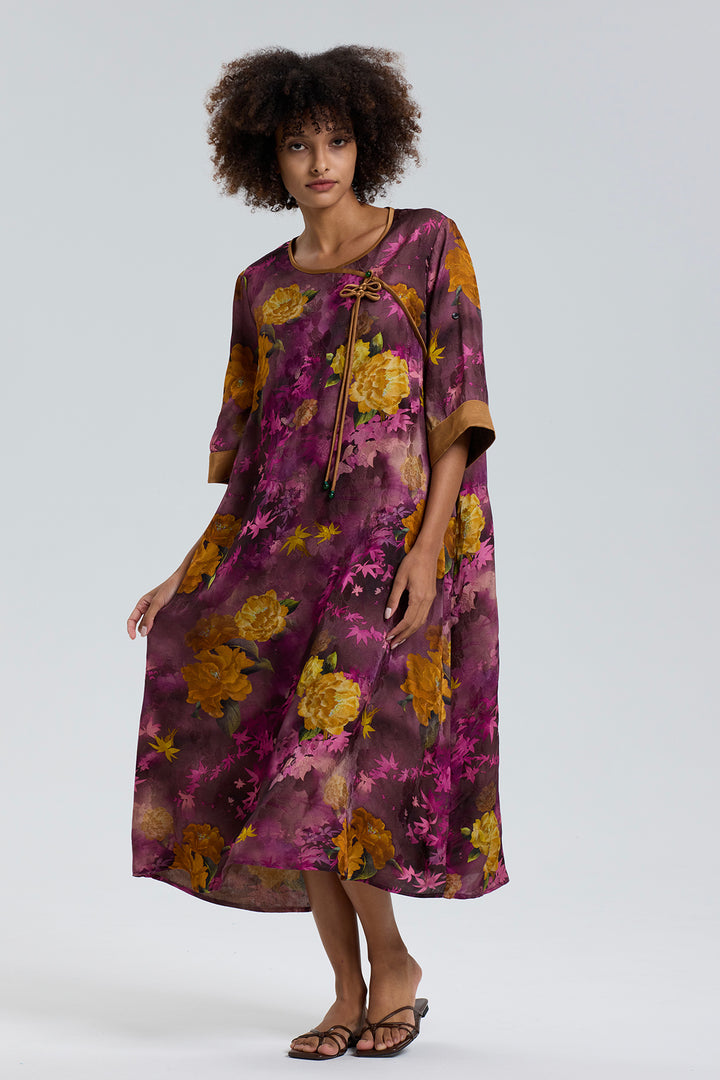 ARES RETRO DESIGN ELEGANT JACQUARD MAXI DRESS