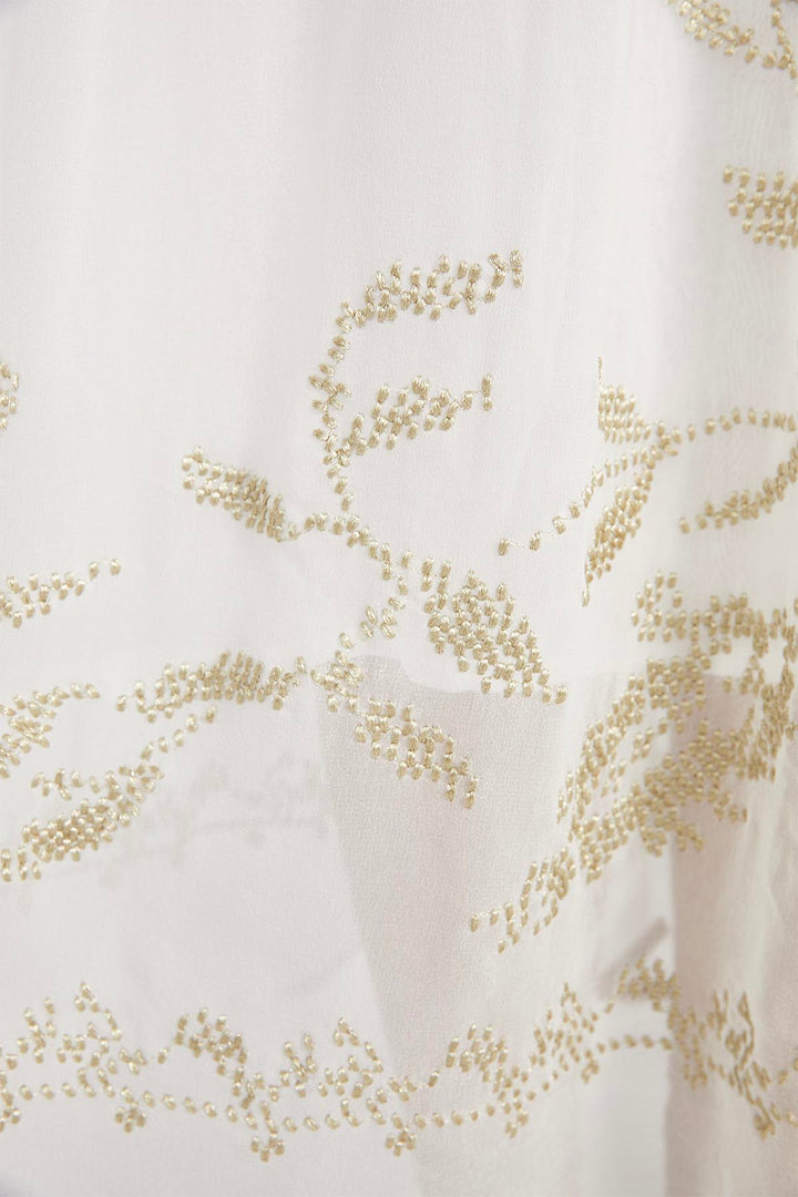Isabel Silk Embroidered Dress in White