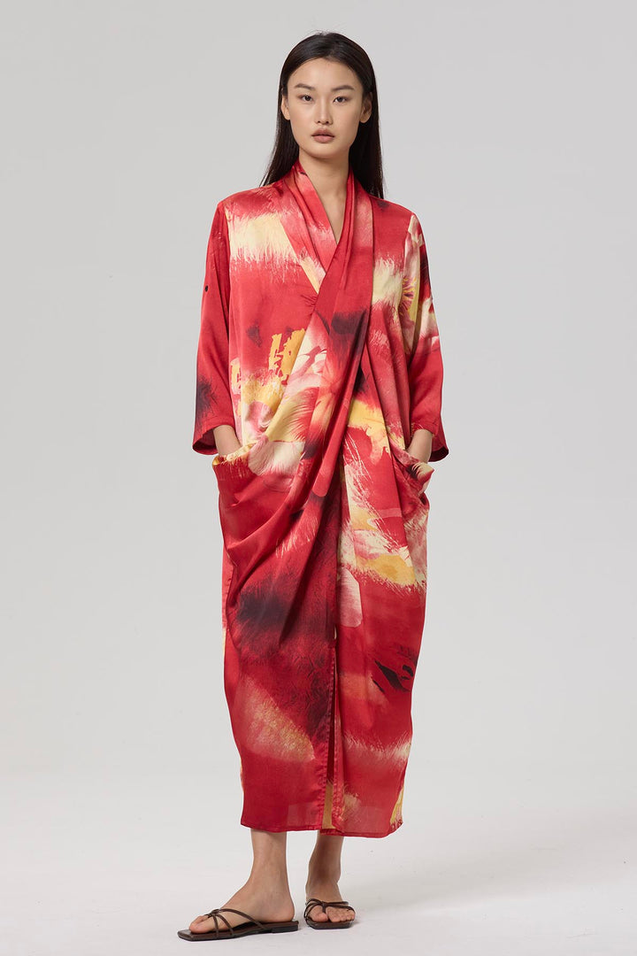 Amalie Cross Front Print Maxi Dress