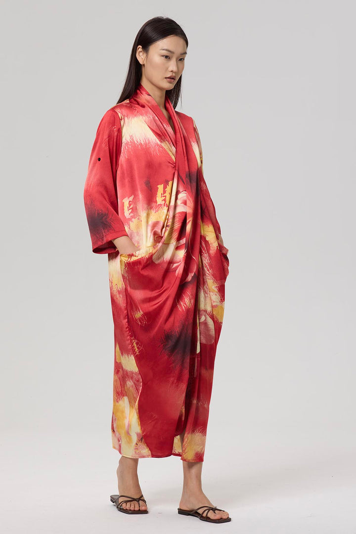 Amalie Cross Front Print Maxi Dress