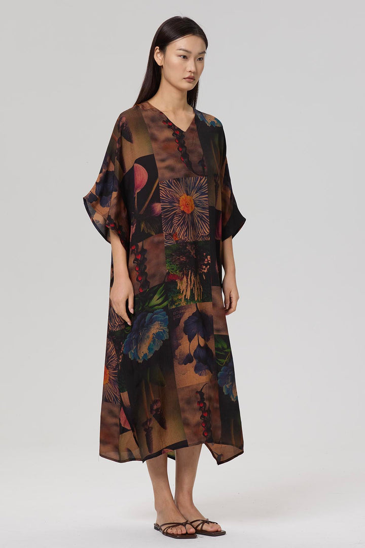 Juliet Print V-Neck Casual Maxi Dress