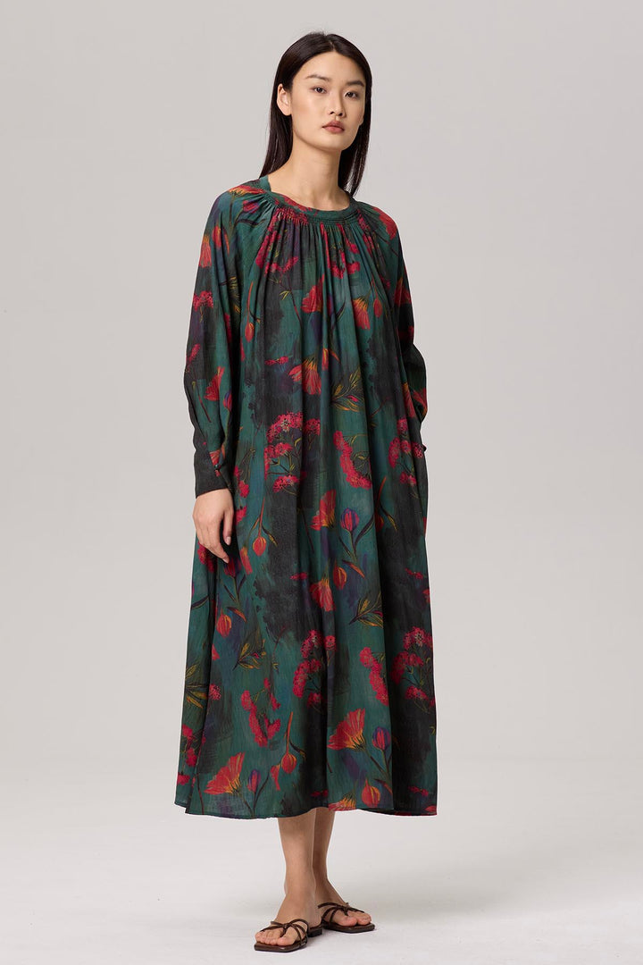 Roselle Retro Print Maxi Dress