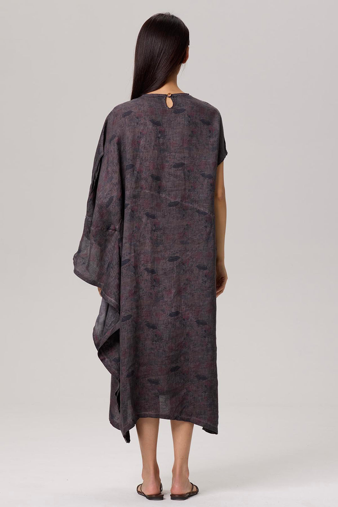 Glenda Asymmetric Batwing Sleeve Linen Dress