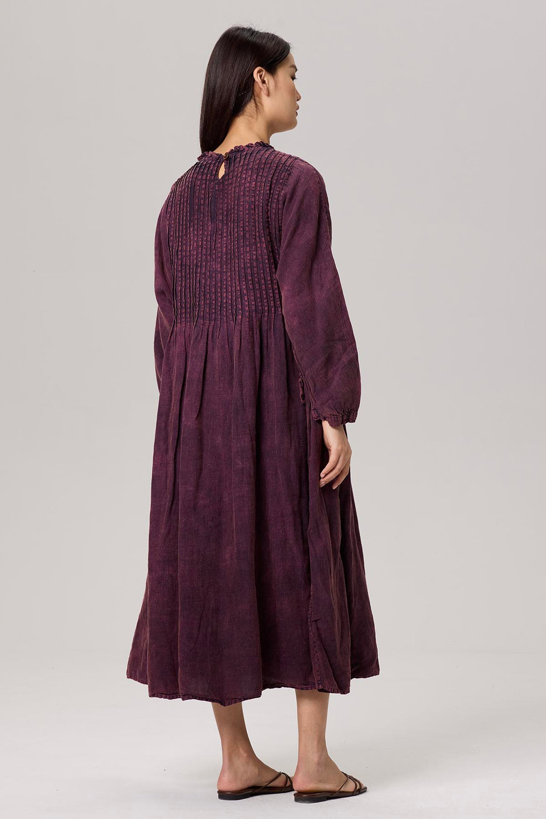 Satine Long Sleeve Tie-dye Linen Dress