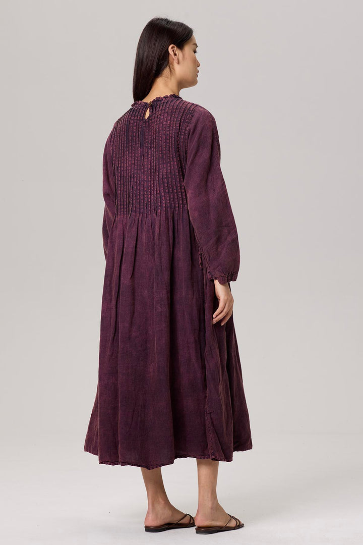Satine Long Sleeve Tie-dye Linen Dress