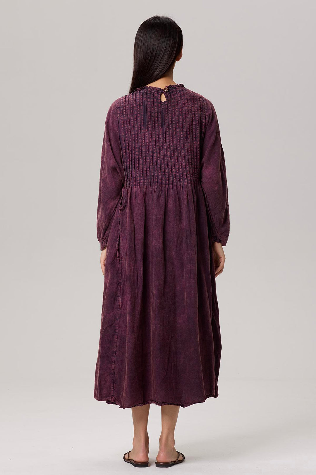 Satine Long Sleeve Tie-dye Linen Dress
