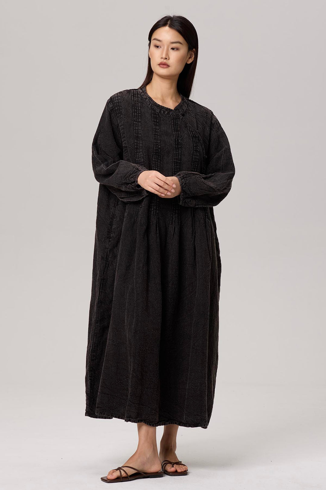 Selina Long Sleeve Linen Dress