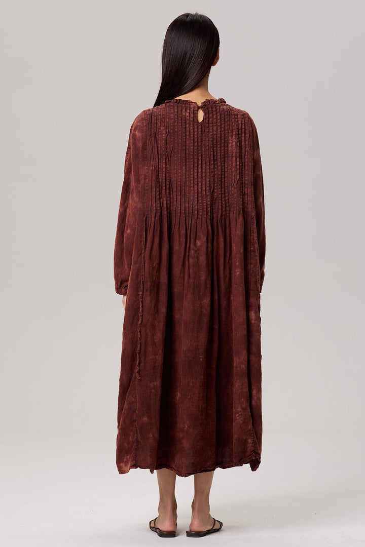 Satine Long Sleeve Tie-dye Linen Dress