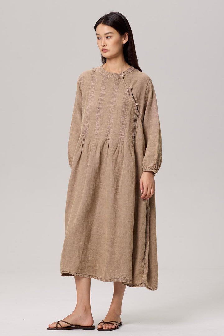 Selina Long Sleeve Linen Dress
