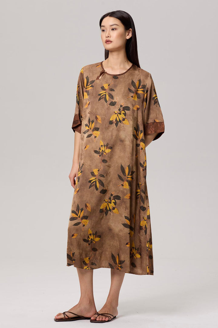 Enya Retro Elegant Print Dress