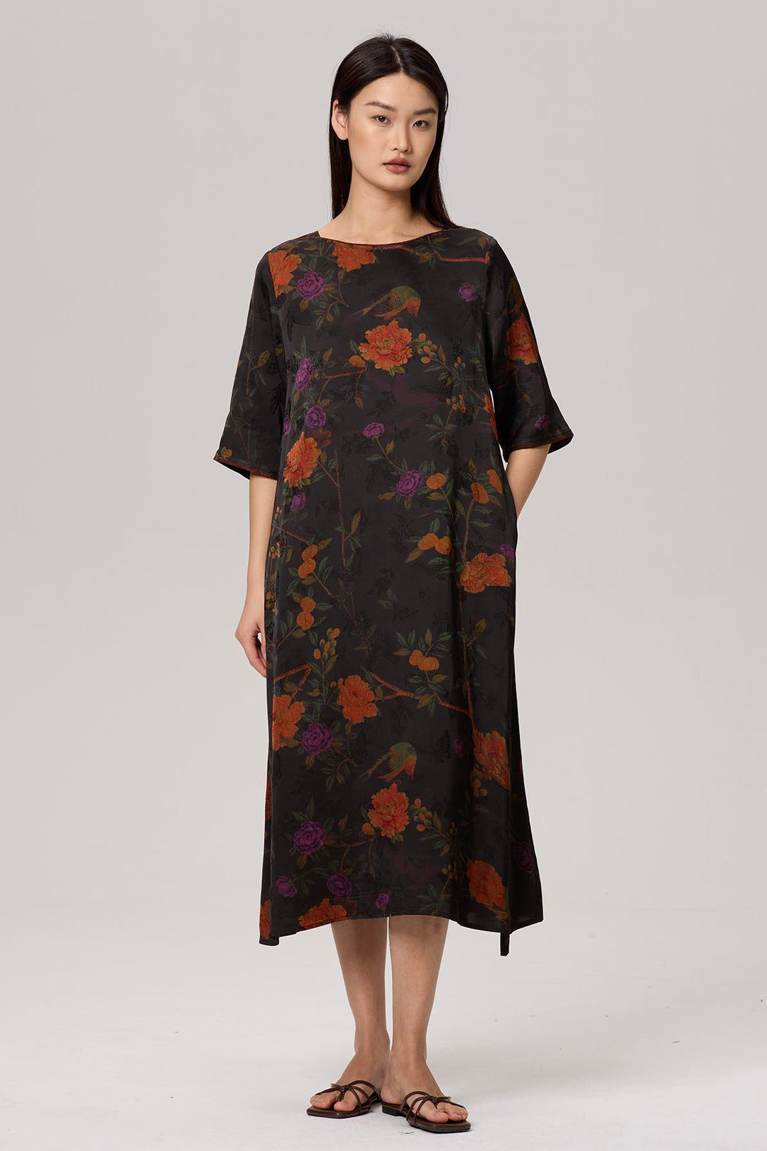 Gigi Retro Flower Print Short Sleeve Dress