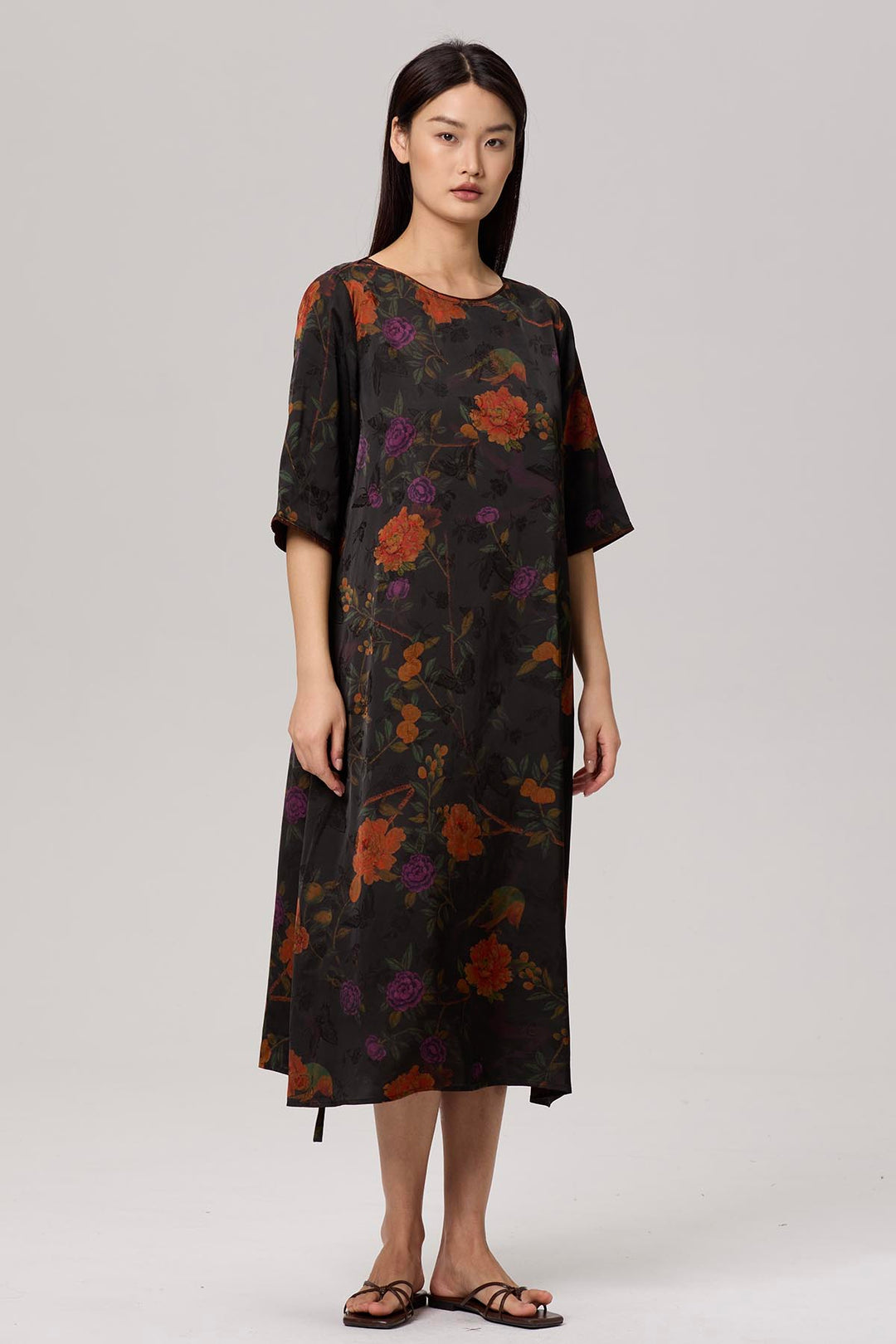 Gigi Retro Flower Print Short Sleeve Dress