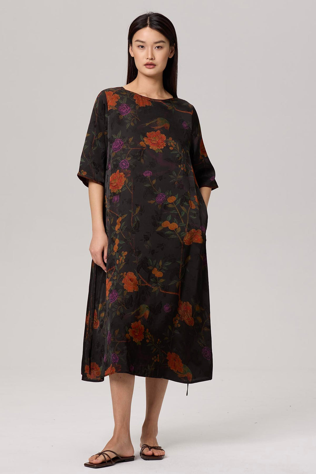 Gigi Retro Flower Print Short Sleeve Dress