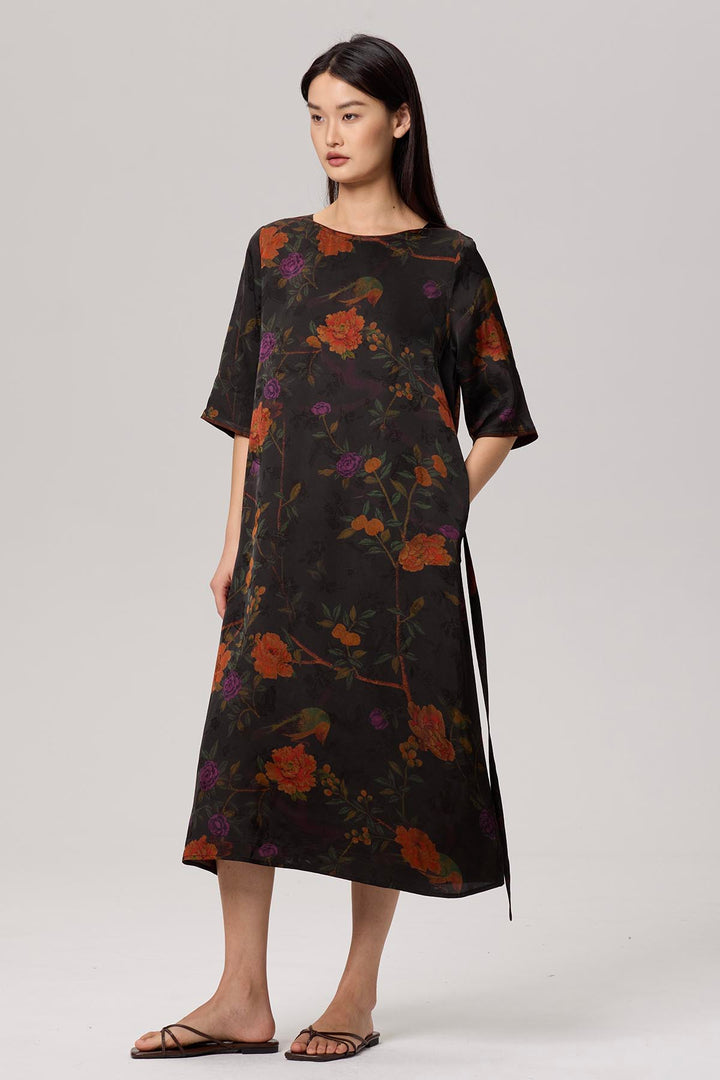 Gigi Retro Flower Print Short Sleeve Dress