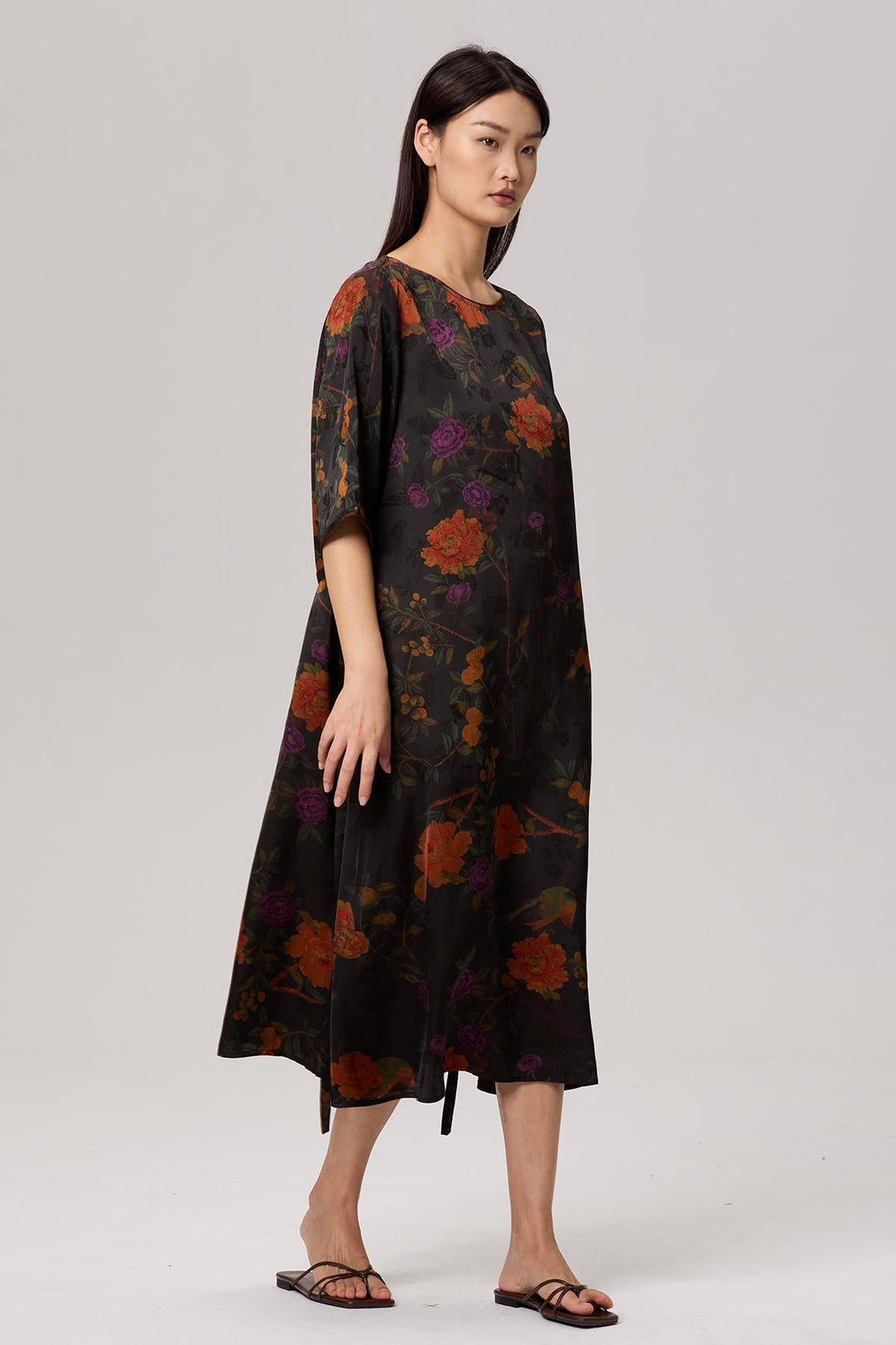 Gigi Retro Flower Print Short Sleeve Dress