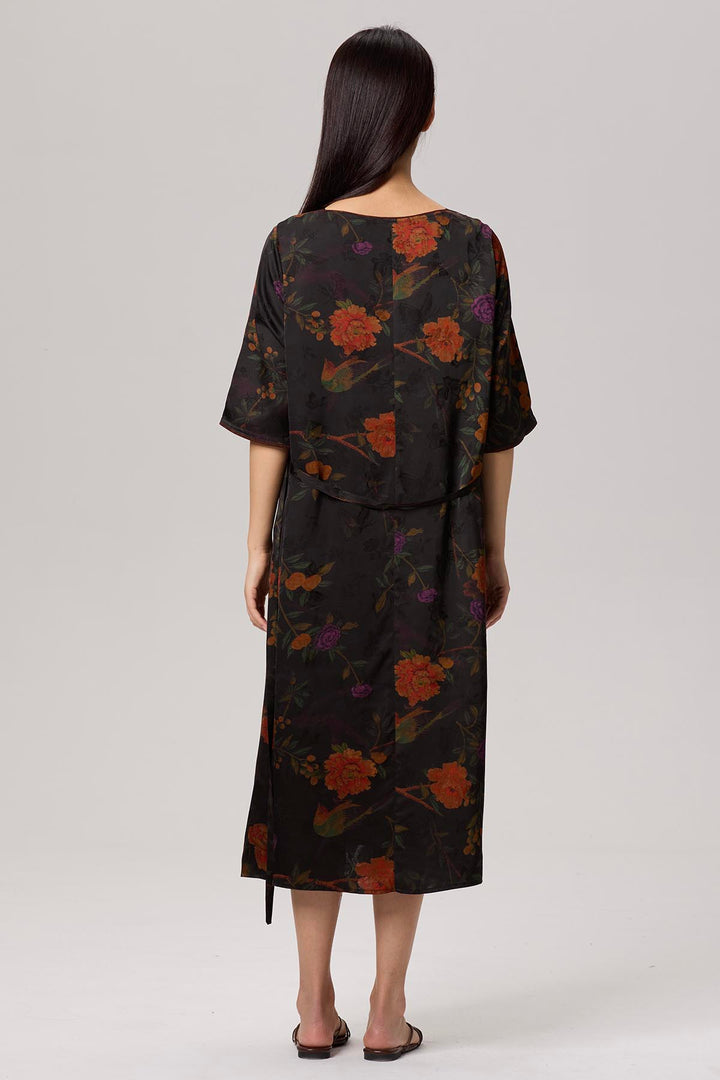 Gigi Retro Flower Print Short Sleeve Dress