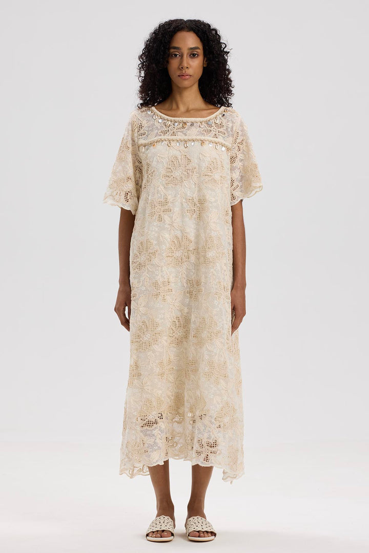 Althea Short Sleeve Lace Maxi Dress