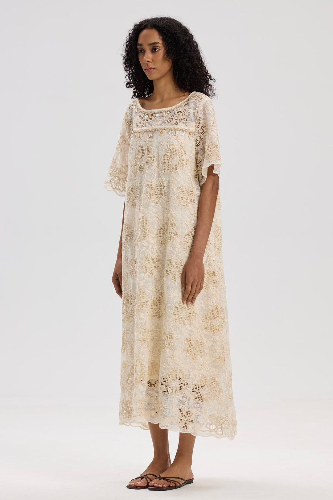 Althea Short Sleeve Lace Maxi Dress
