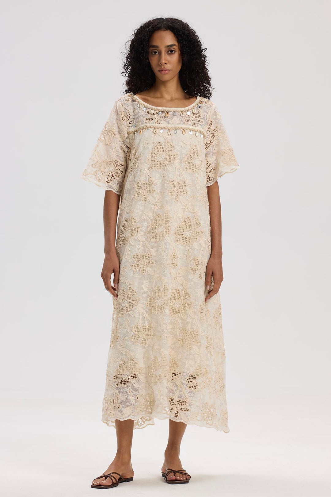 Althea Short Sleeve Lace Maxi Dress