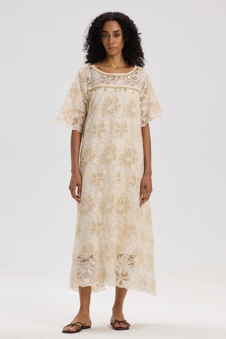 Althea Short Sleeve Lace Maxi Dress