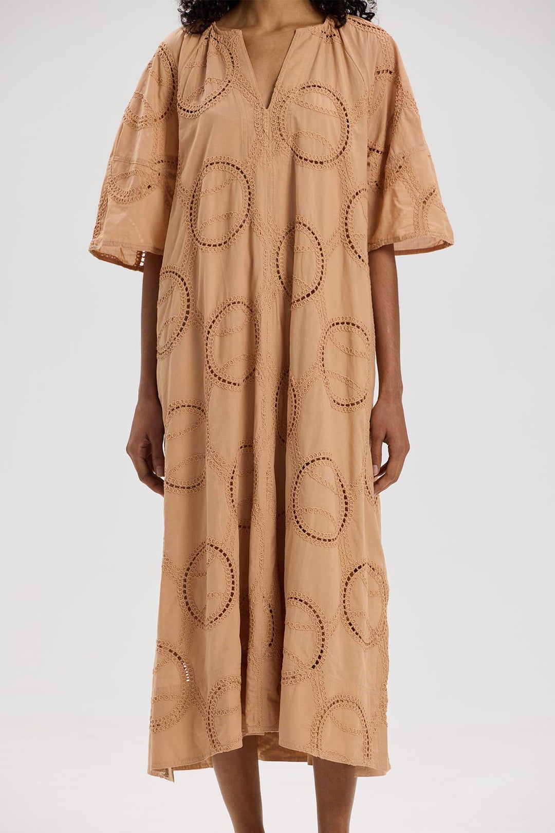 Adanna Lace Cotton Maxi Dress