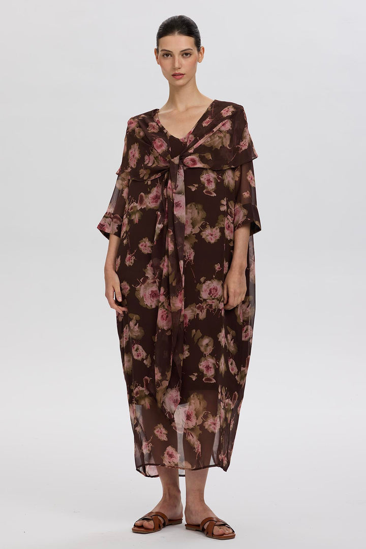 Farah Flower Print Maxi Dress