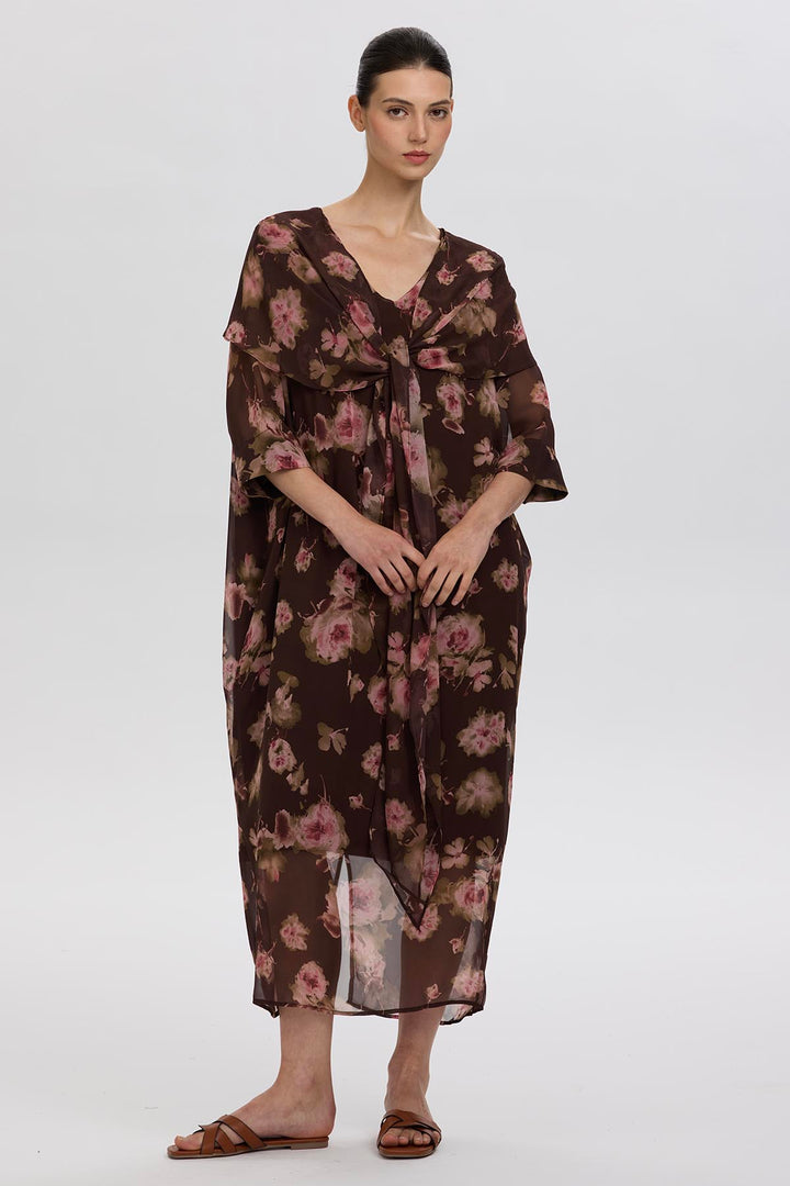 Farah Flower Print Maxi Dress