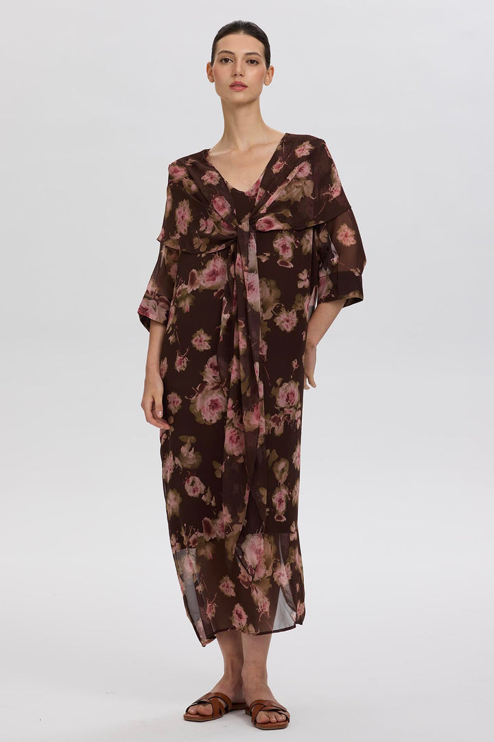 Farah Flower Print Maxi Dress