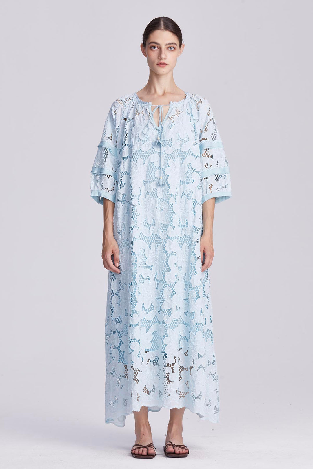 Ophelia Embroidery Lace Maxi Dress