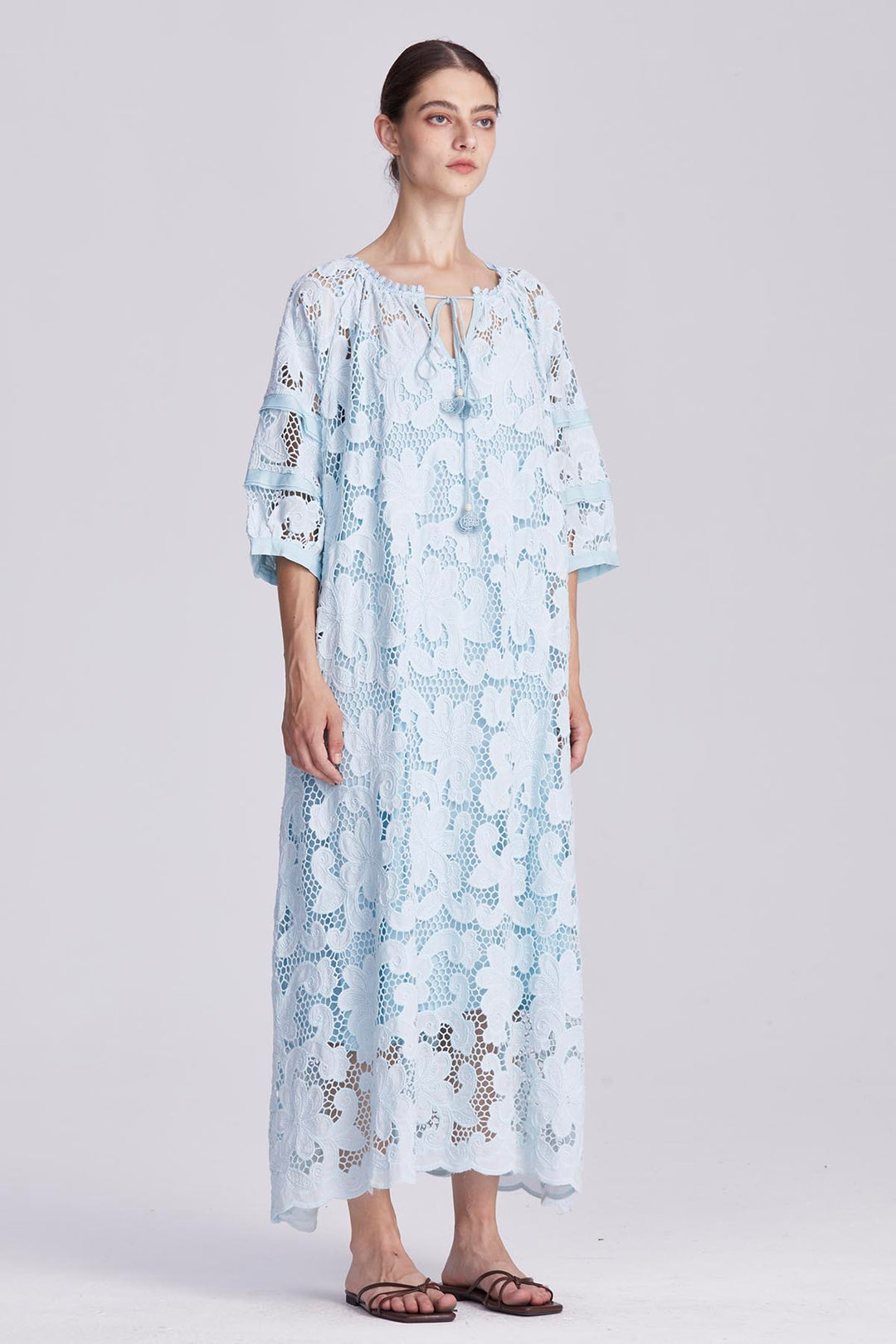 Ophelia Embroidery Lace Maxi Dress